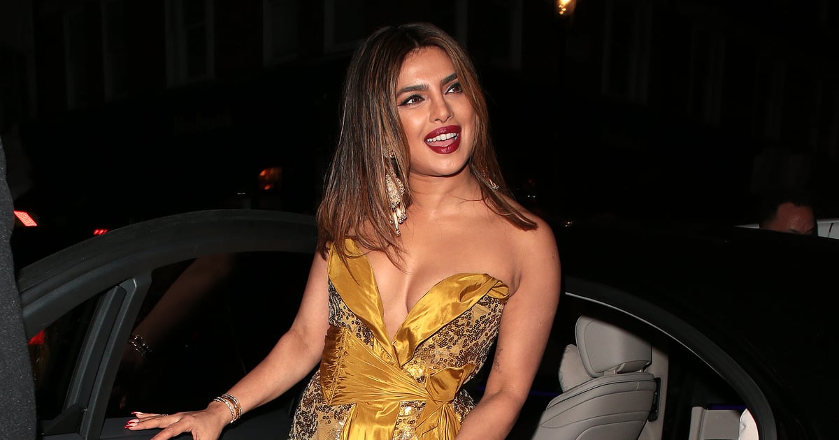 La robe à sequins dorés de Priyanka Chopra à Londres