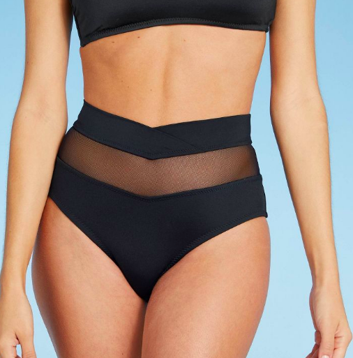 Bas de bikini taille haute en filet