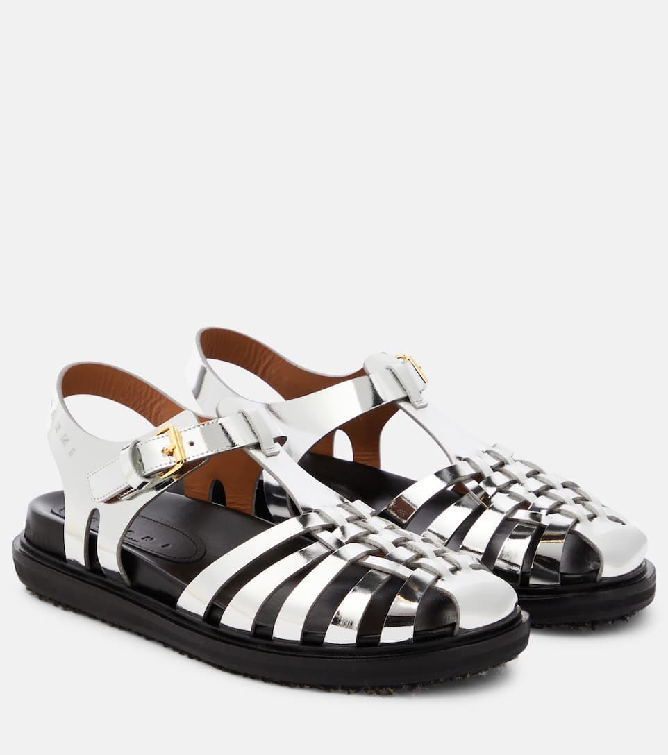 Sandales en cuir métallisé Sandales en cuir métallisé