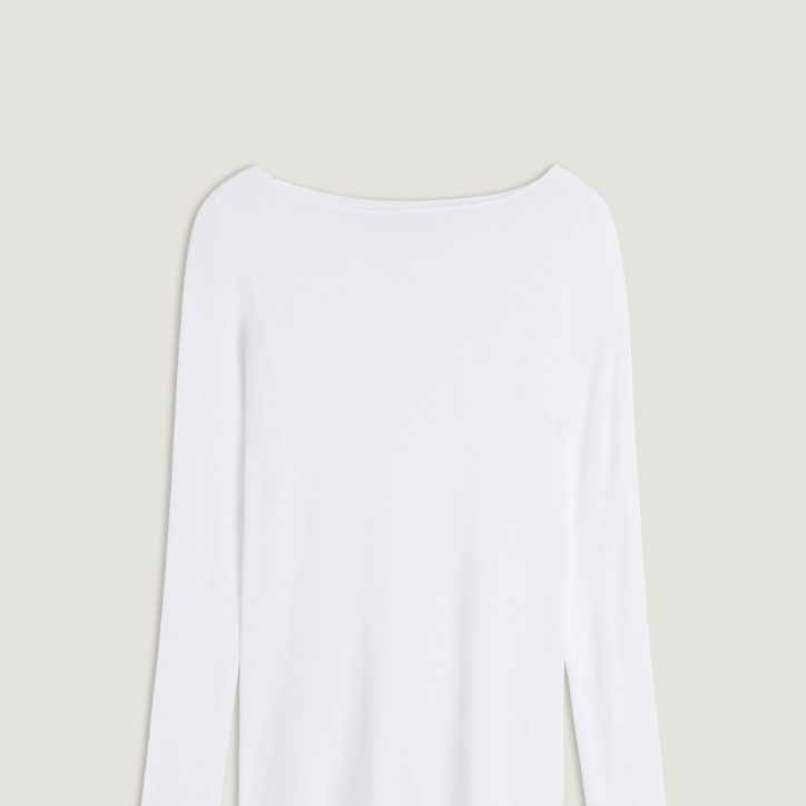 Top blanc ultraléger en cachemire et modal à encolure bateau