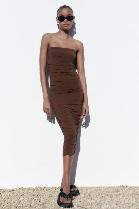 Robe mi-longue drapée Zara