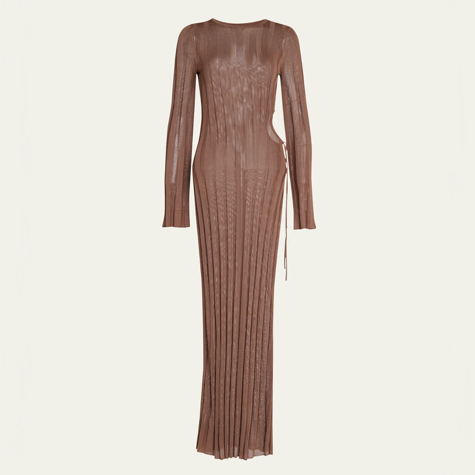 Robe longue en maille côtelée à découpes Aya Robe longue en maille côtelée à découpes Aya