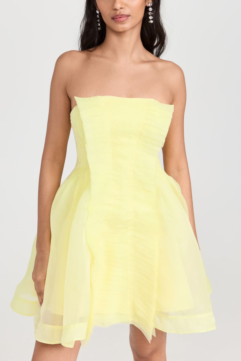 Robe courte à empiècement plissé Astrid