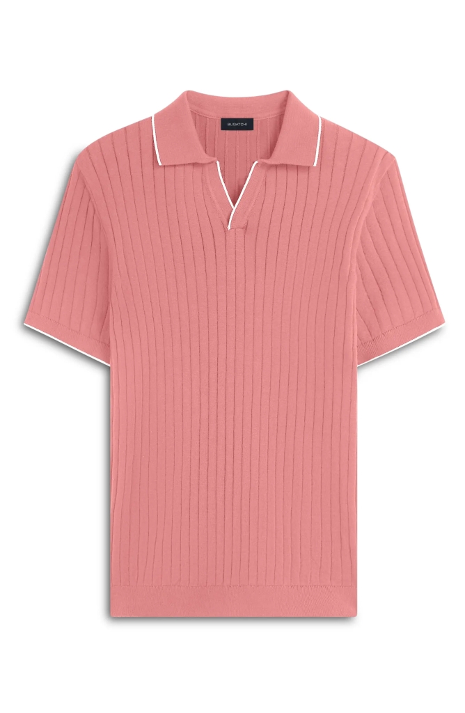 Pull côtelé à manches courtes Bugatchi