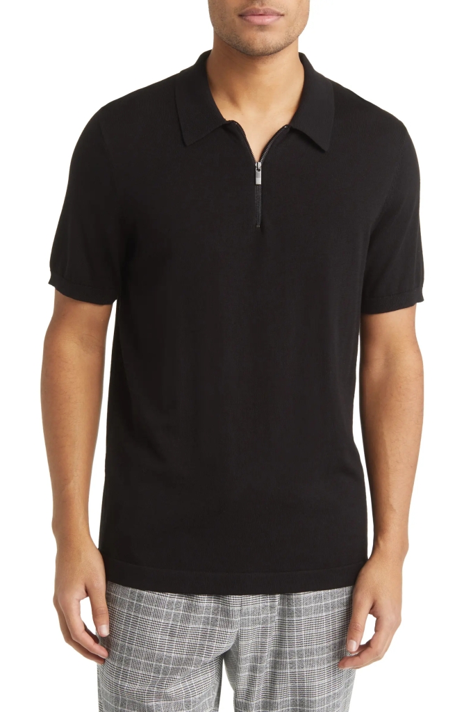 Polo Open Edit à manches courtes et fermeture éclair sur le quart