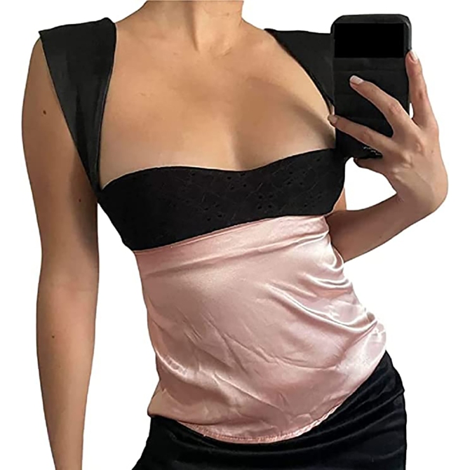 ANKOMINA Short plongeant en satin pour femme
