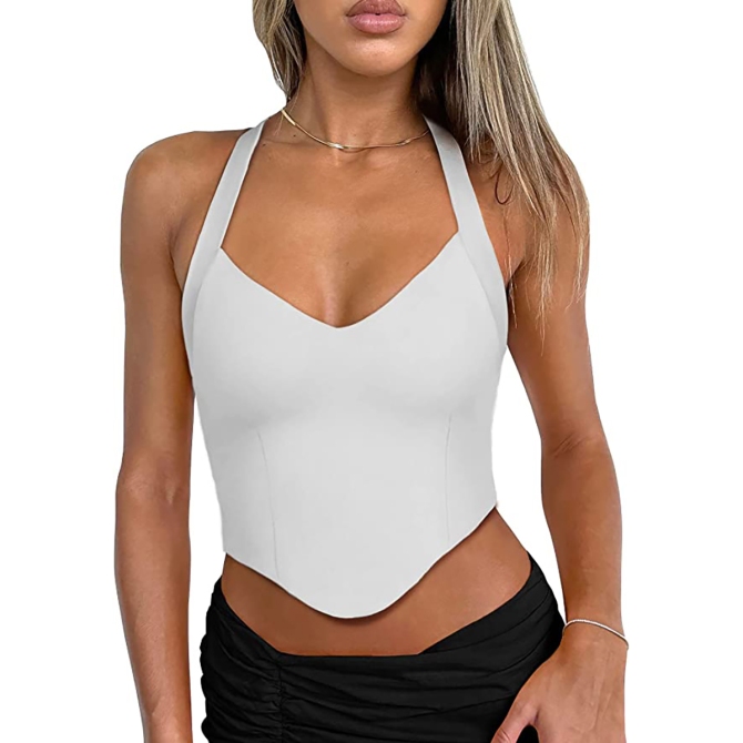REORIA Femme D'été Sexy Halter Col V