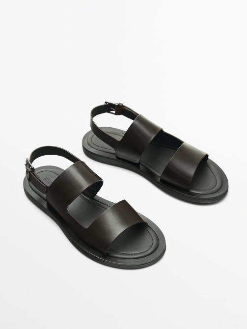 Sandales Massimo Dutti en cuir noir