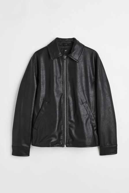 veste en cuir noir Zara