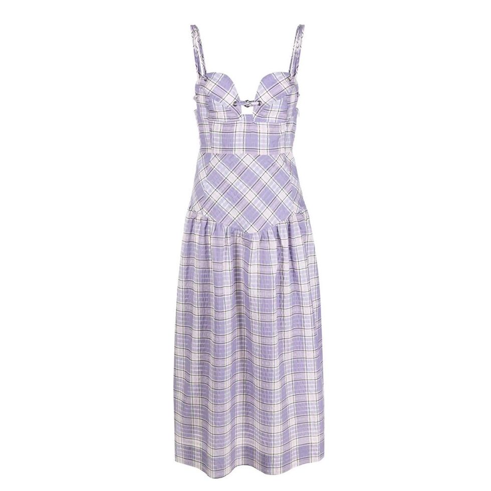 Robe mi-longue évasée à carreaux