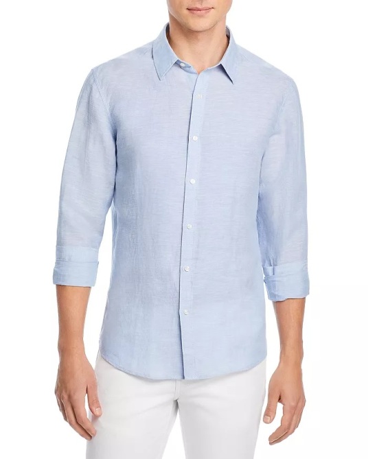 Chemise boutonnée en lin coupe ajustée Michael Kors