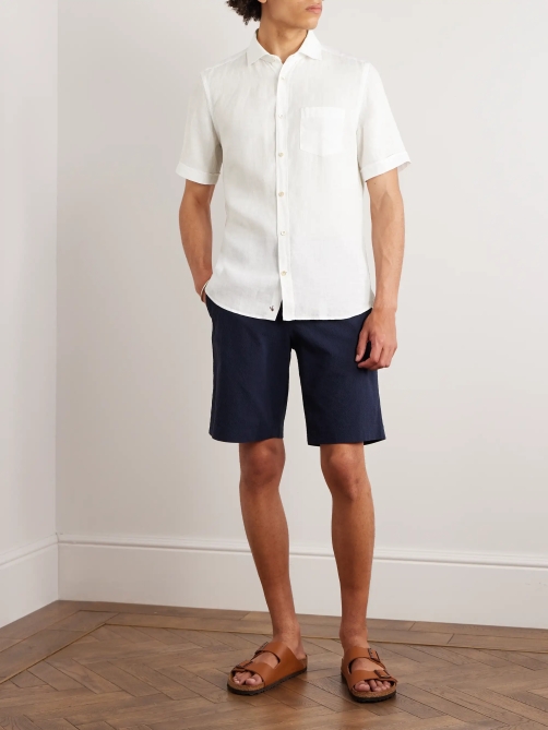 Chemise en lin à col italien INCOTEX