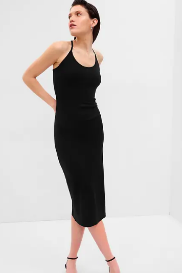 Robe mi-longue moderne à bretelles convertibles