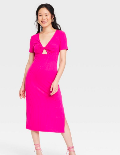 Robe en tricot à manches courtes pour femmes