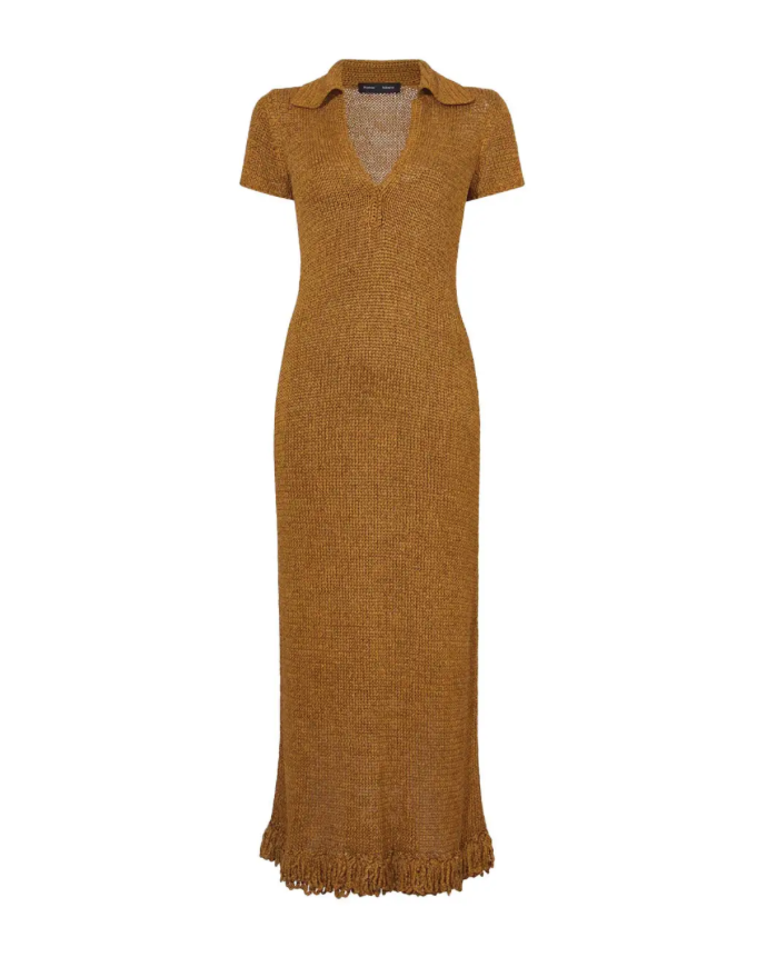 Robe longue à franges en crochet et ruban