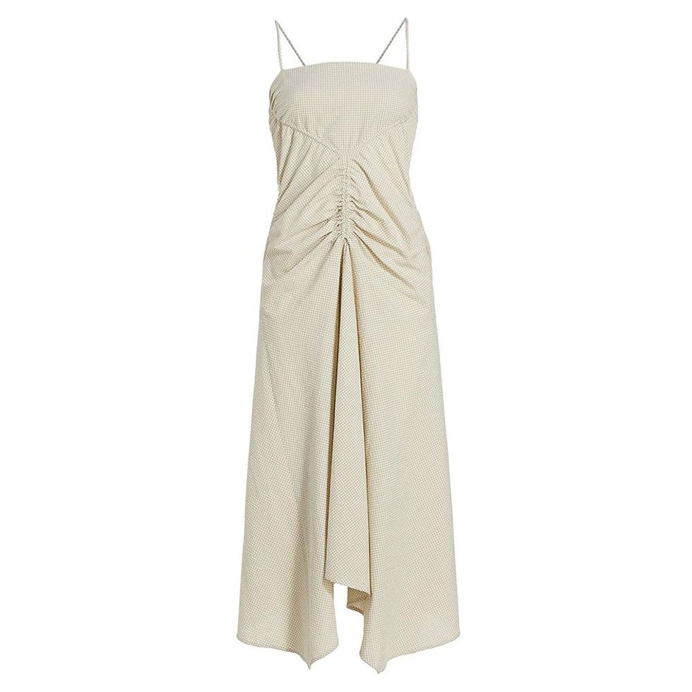 Robe mi-longue mouchoir froncé vichy