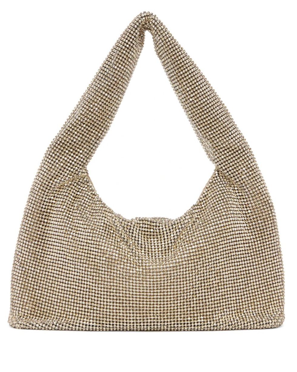 Mini sac à bandoulière en maille de cristal bronze