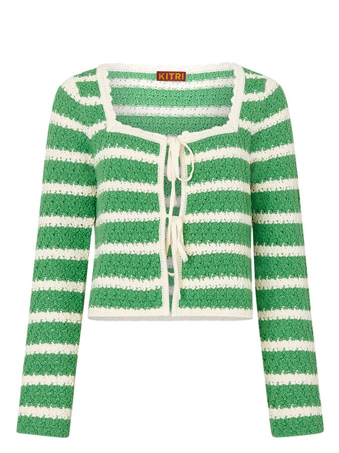 Cardigan en tricot rayé vert Dionne Cardigan en tricot rayé vert Dionne