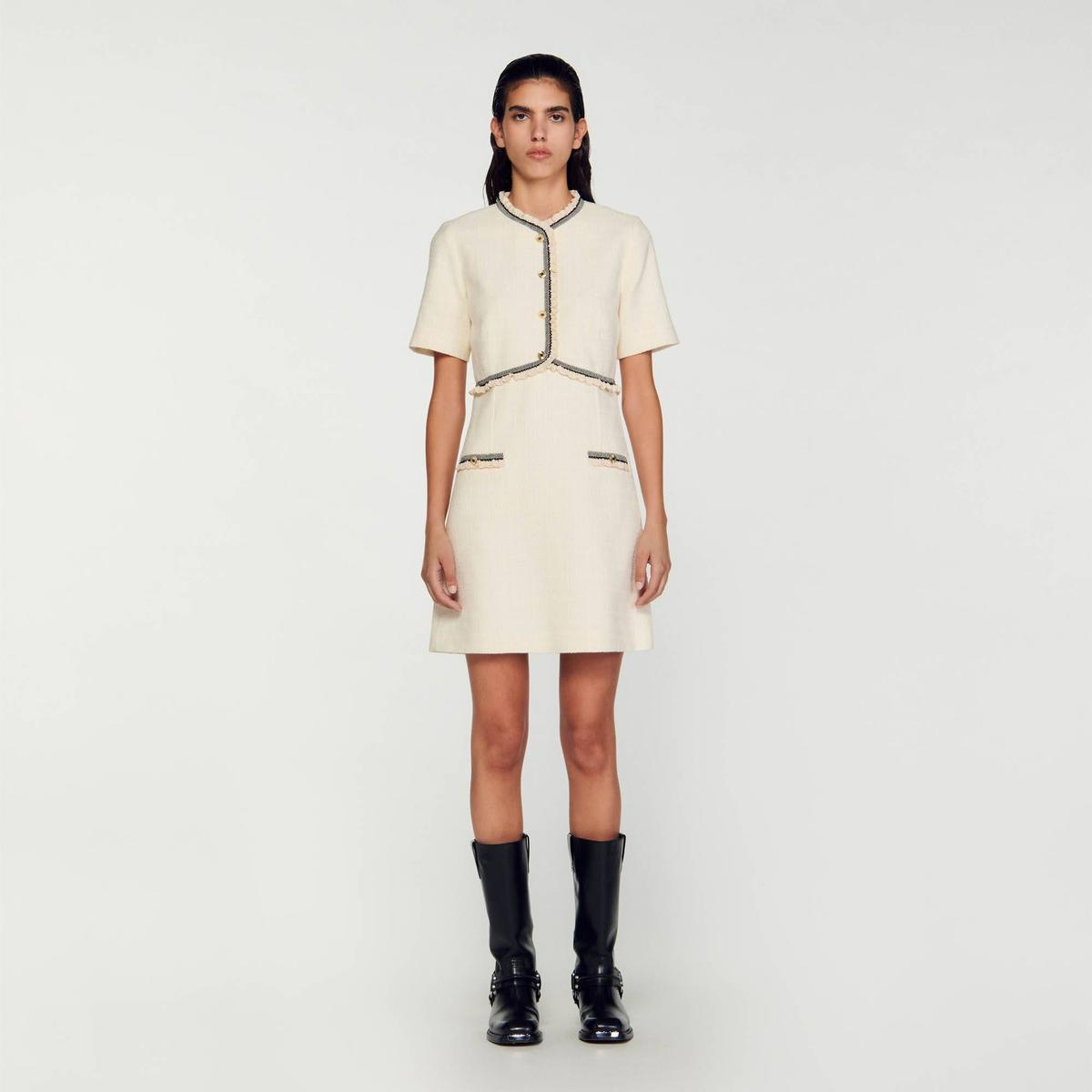 Robe courte en tweed Sandro en blanc