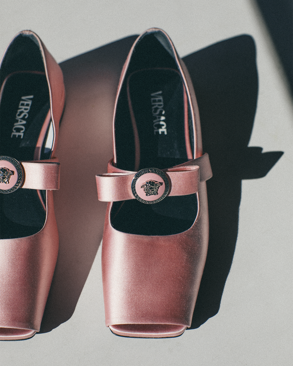 Ballerines ouvertes en satin Gianni Ribbon