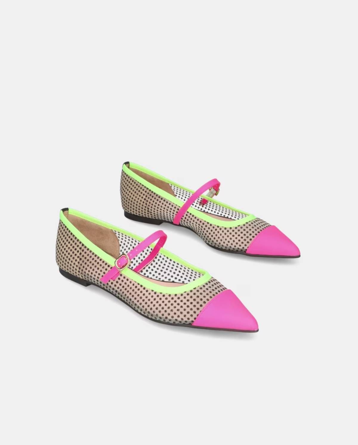 Ballerines en mesh avec détails fluo, par Pretty Ballerinas