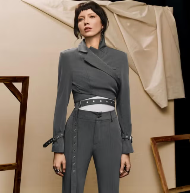 Blazer croisé à nouer dans le dos et ouvert