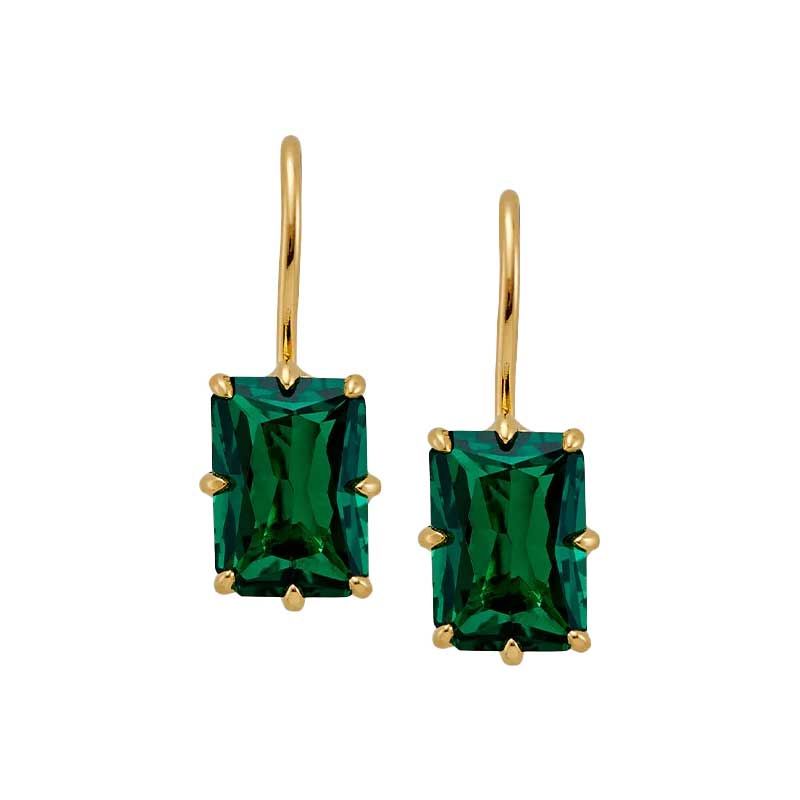 Boucles d'oreilles émeraude en nano-cristal taille radiant Emile