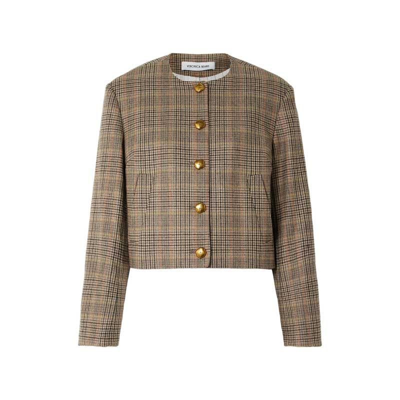 Veste en laine mélangée à carreaux Andrea