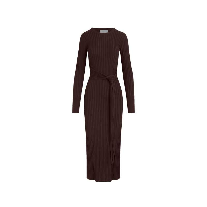 Robe côtelée nouée sur le devant Carmen