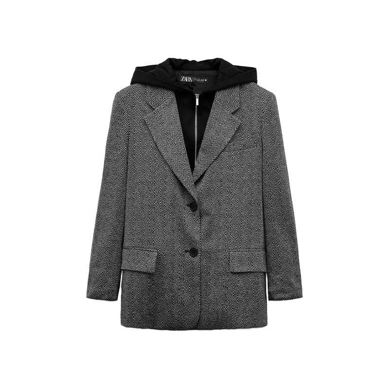 Blazer à capuche à chevrons