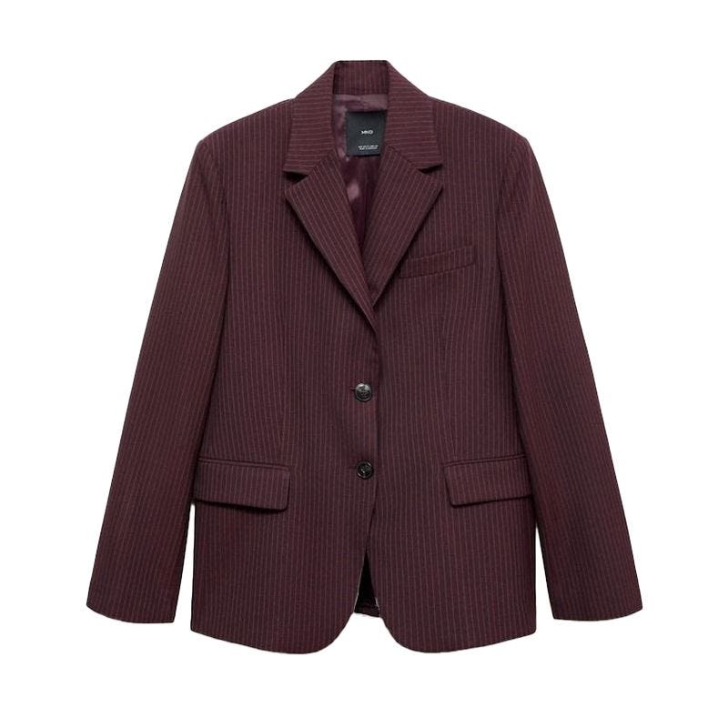 Blazer de costume à fines rayures