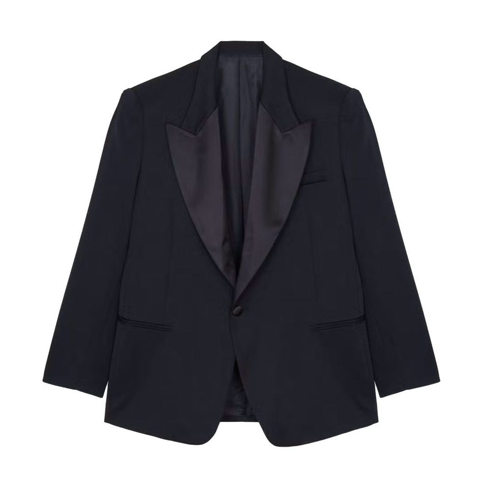Blazer à col en satin Halle - Noir