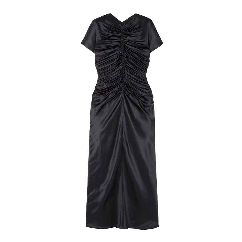 Robe midi en satin de soie à fronces Aubree