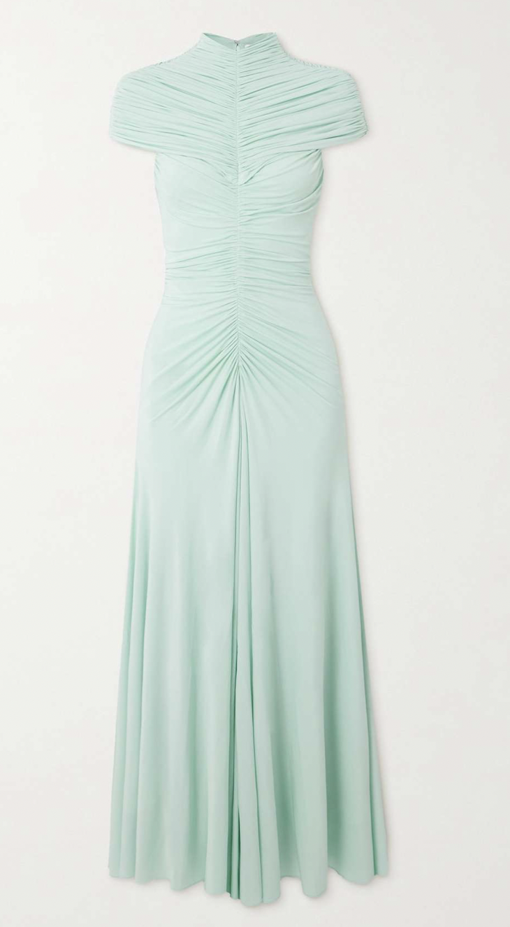 Robe midi en jersey froncé