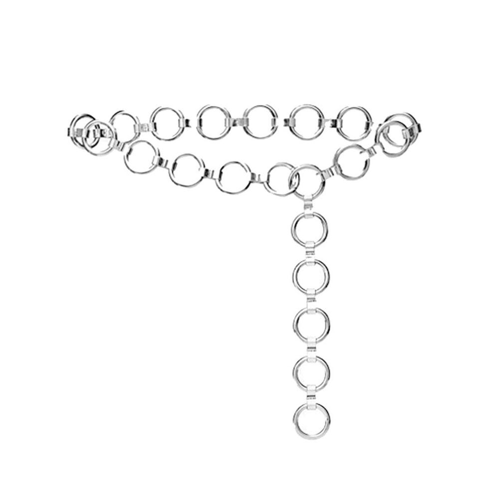 Ceinture à anneau en cuir argenté et métallisé Marisa