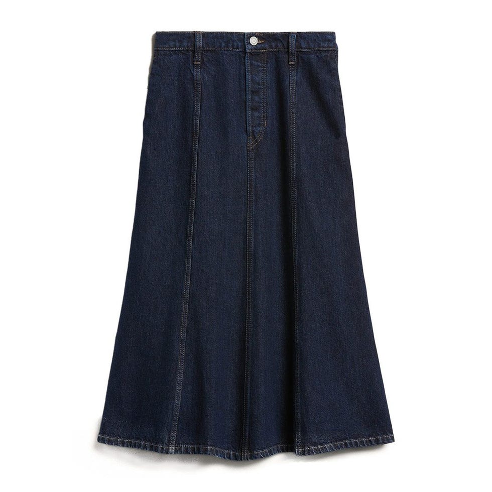 Jupe mi-longue en jean Pia