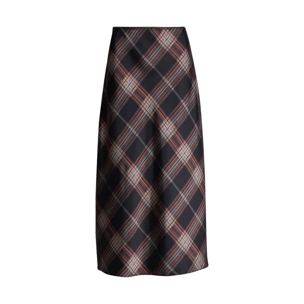 Jupe nuisette en satin à carreaux