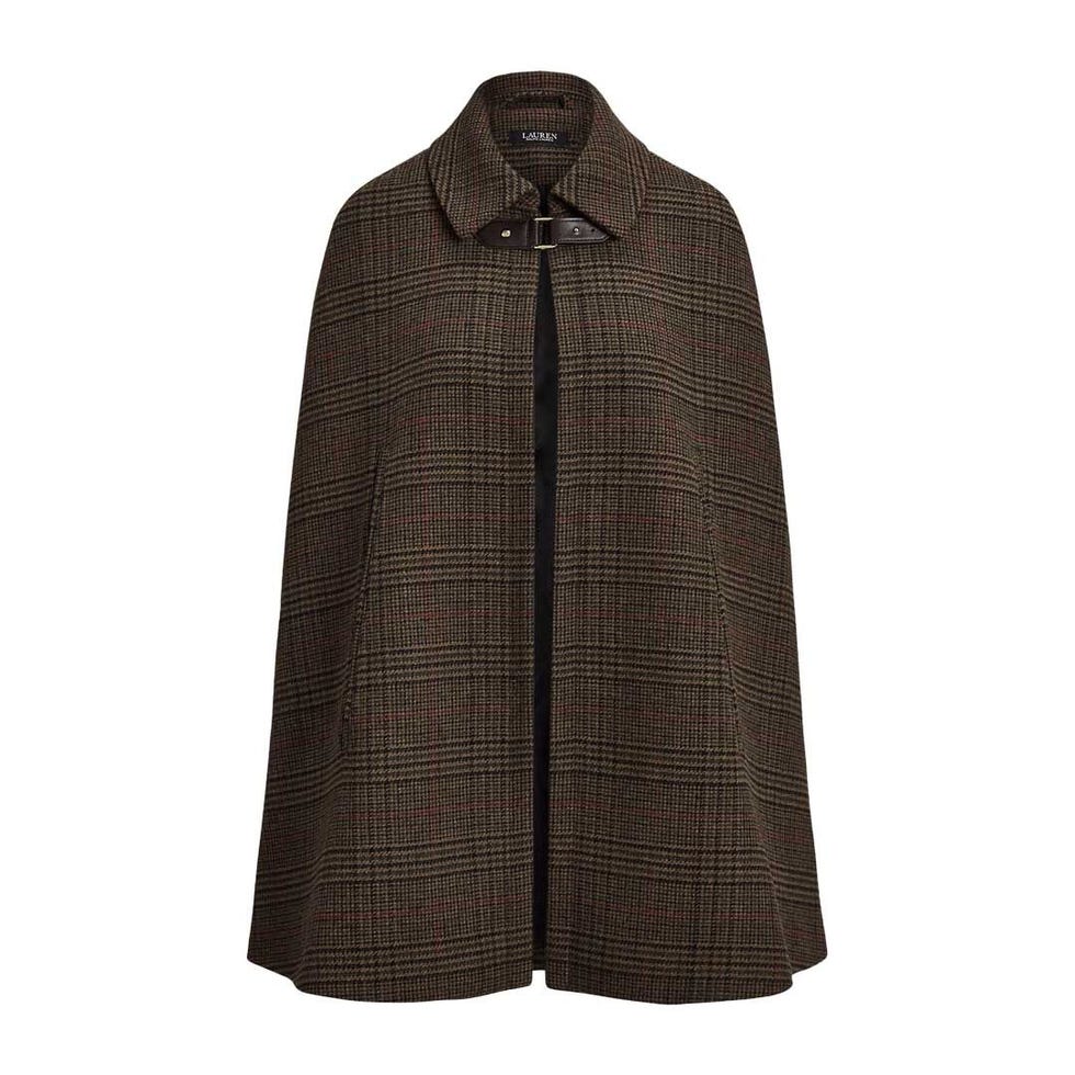 Cape en laine à carreaux