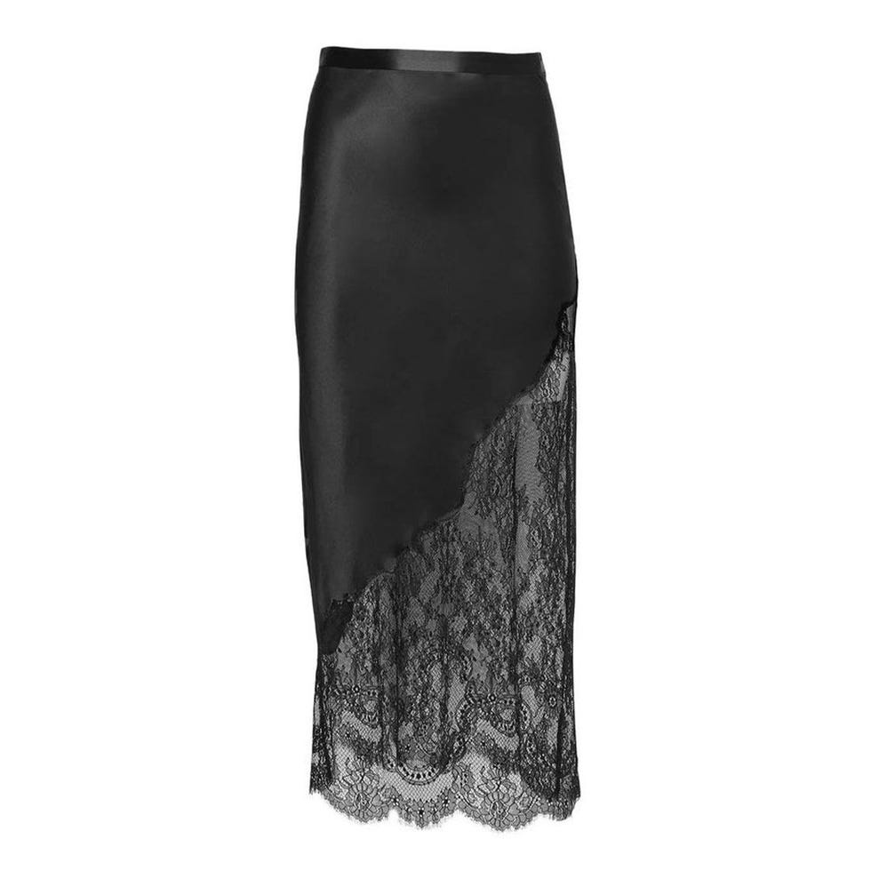Jupe en soie et dentelle chantilly