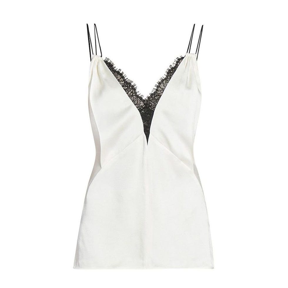 Caraco en satin à finitions en dentelle 