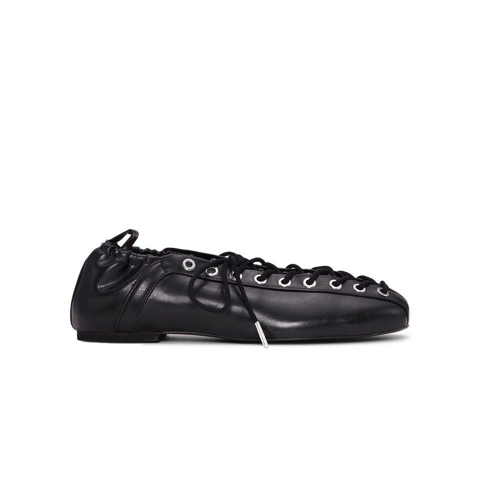 Ballet à lacets en faux cuir à lacets