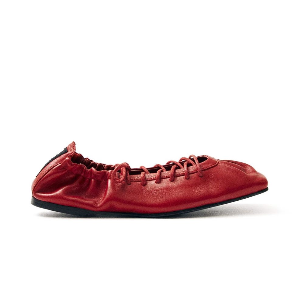 Ballet en cuir rouge aureline