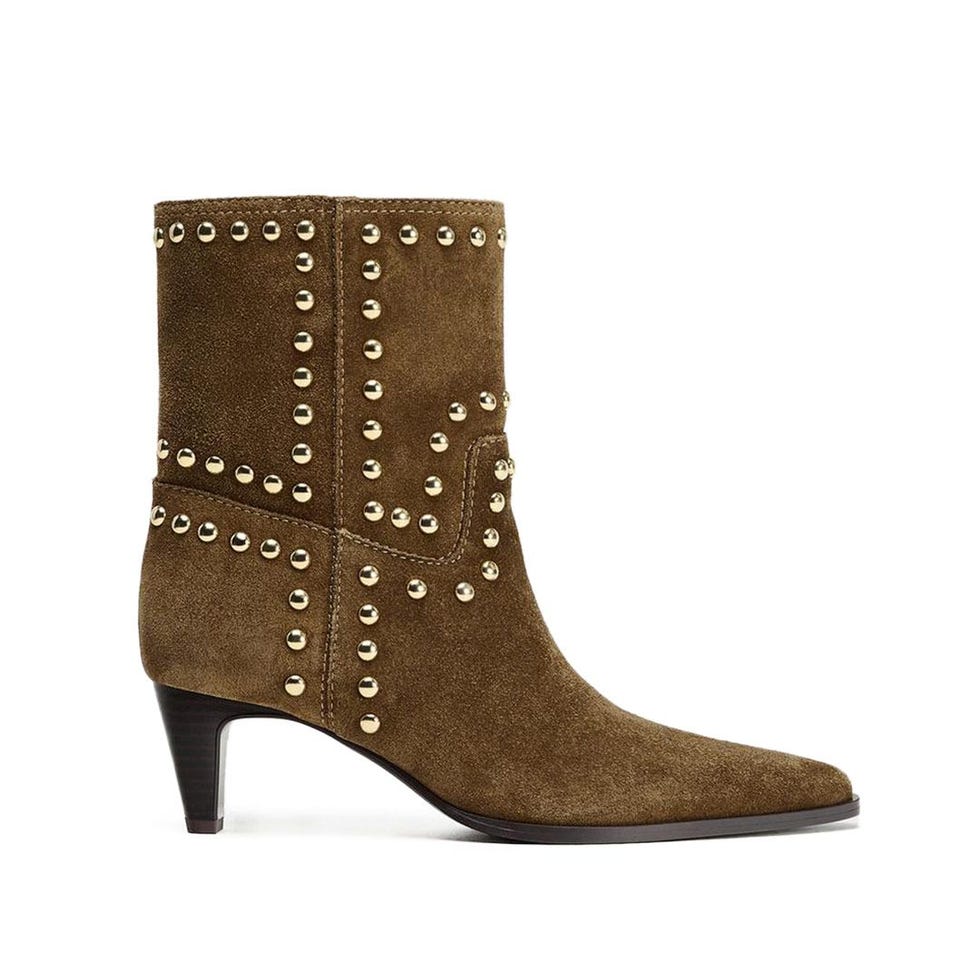 Bottes de cheville cloutées en cuir divisé