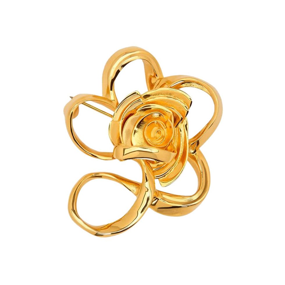 Grande broche rose géométrique