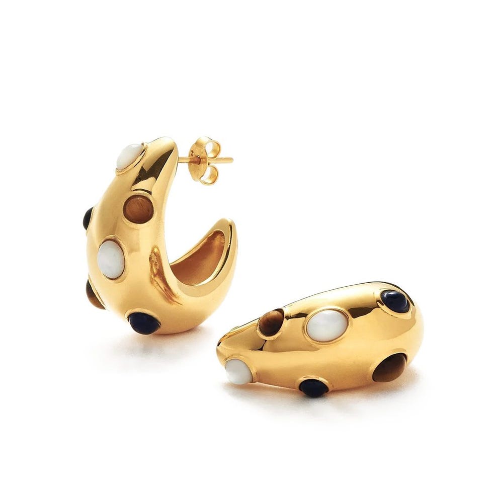 Boucles d'oreilles de cerceau de pierre de pierre de gemme moyen Savi Dome Boucles d'oreilles de cerceau de pierre de pierre de gemme moyen Savi Dome