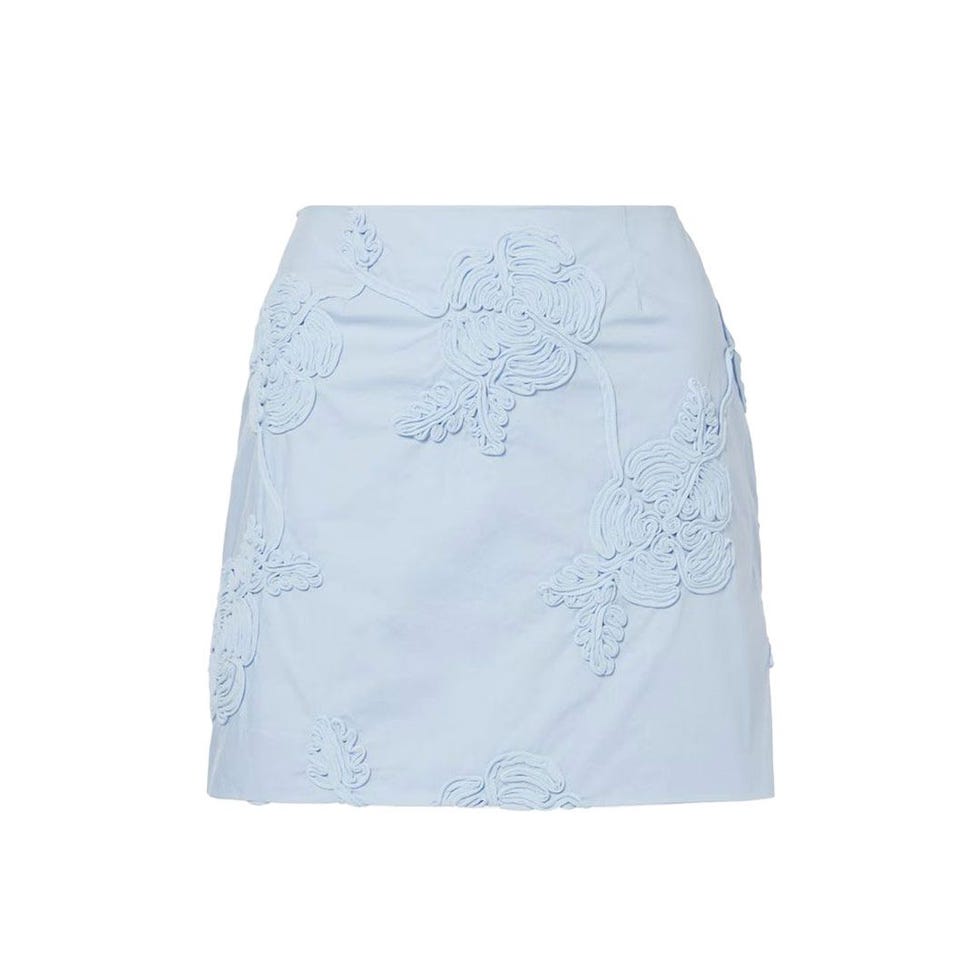 Mini-jupe en coton brodé floral