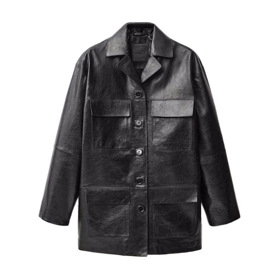 Veste en cuir ovesized avec des poches Veste en cuir ovesized avec des poches