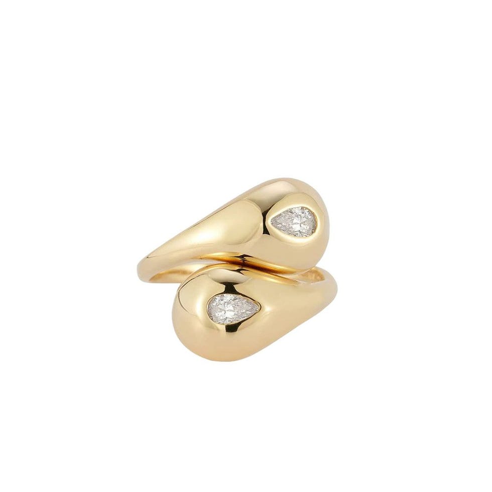 Bague de gouttelettes à eau jumelle 14K