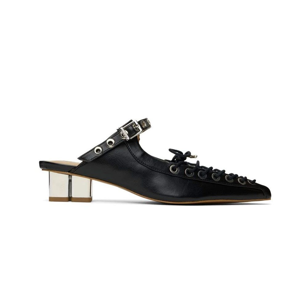 Mules à lacets en oleatex noir