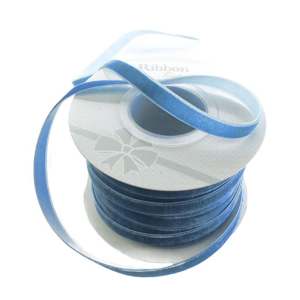 Ruban de velours bleu antique
